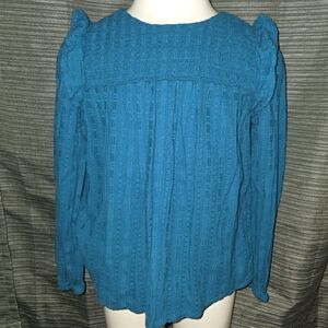 Cat & Jack Teal Long Sleeve Cotton Harvest Top